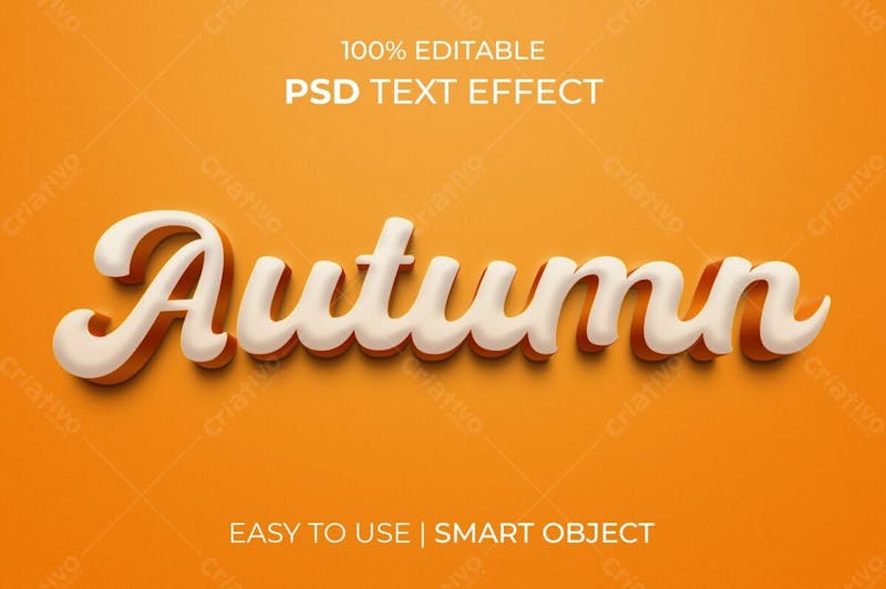 Estilo de efeito de texto psd editável de outono 3d