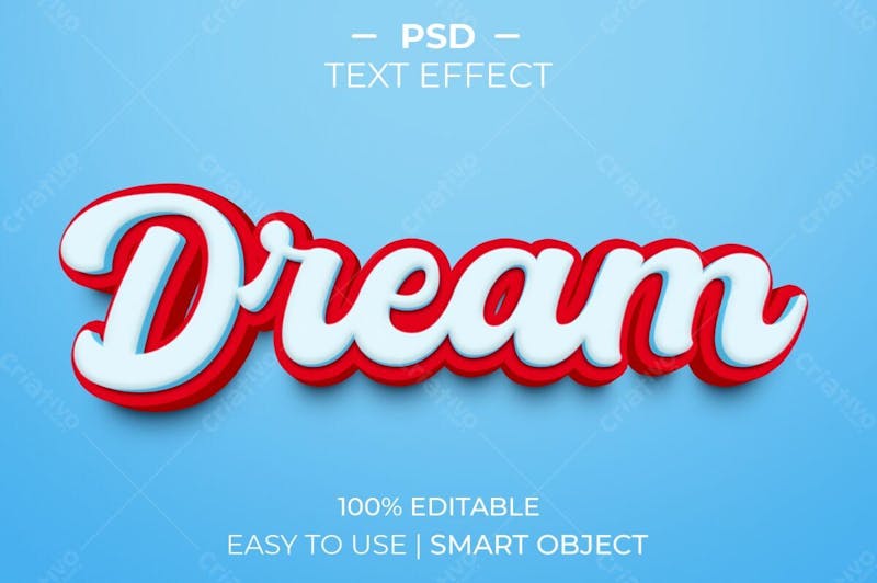 Estilo de efeito de texto psd editável de sonho 3d