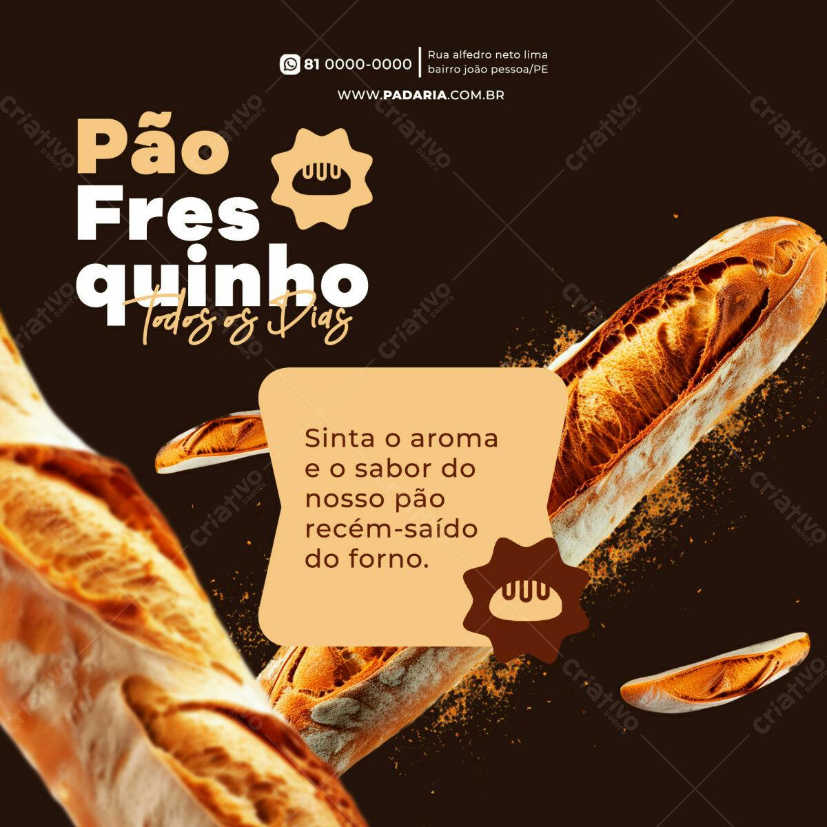 Flyer Padaria Pão Fresquinho PSD Editável