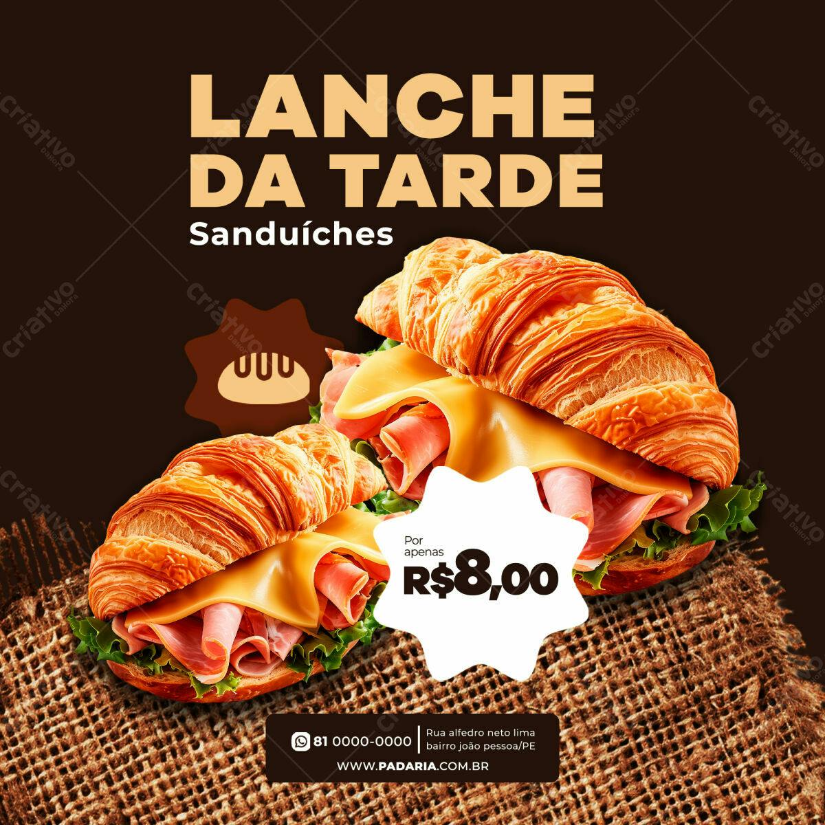Flyer para Lanche da Tarde PSD Editável