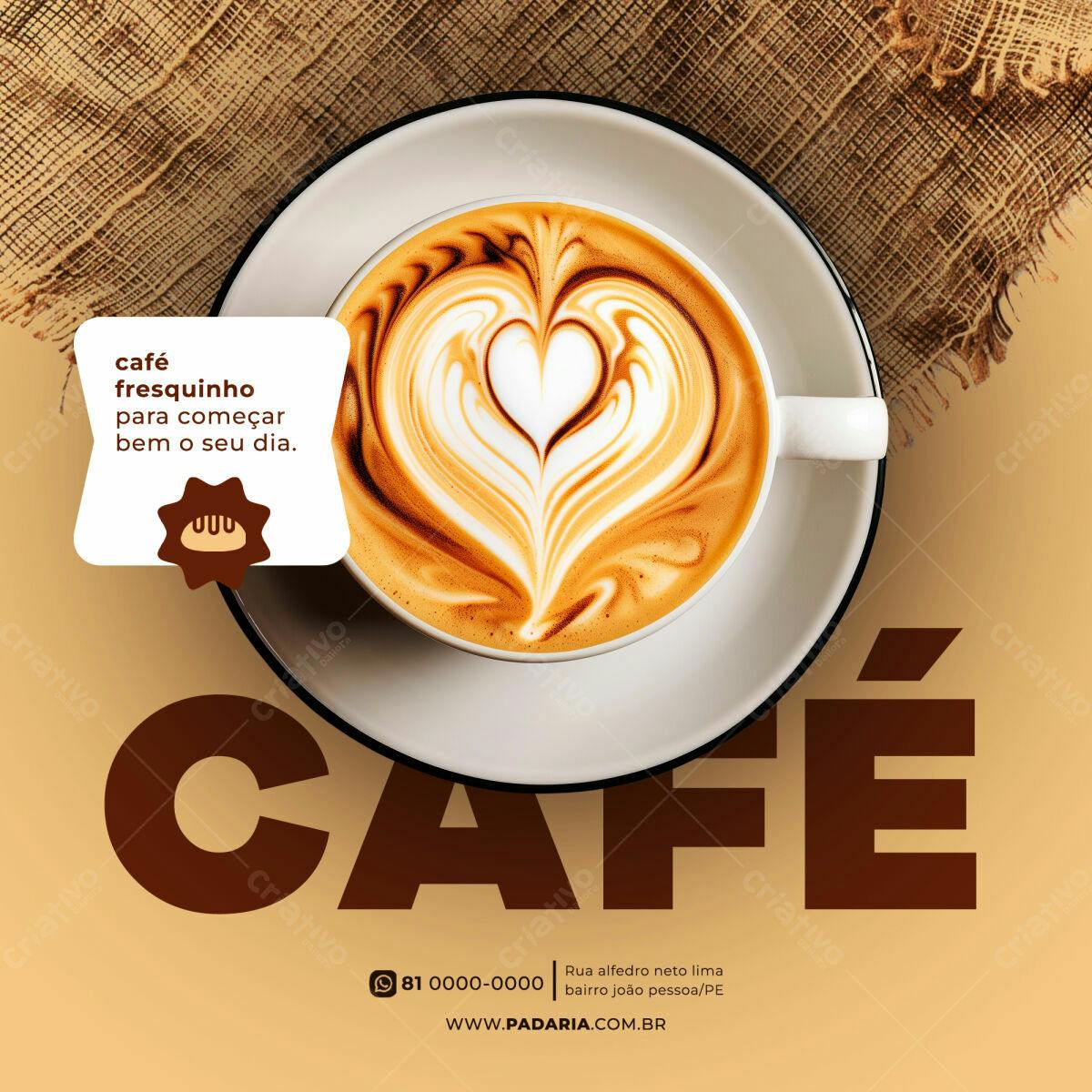Flyer para Padaria com Café PSD Editável