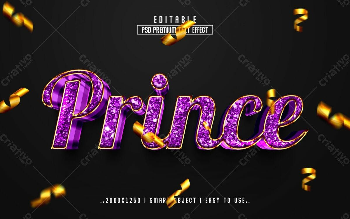 Efeito de Texto Príncipe PSD Editável