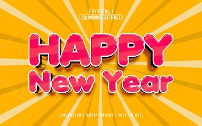 Feliz Ano Novo Estilo De Efeito De Texto Psd Editável Em 3D