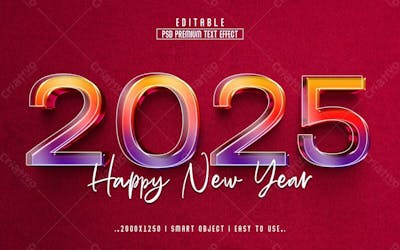 Feliz Ano Novo Estilo De Efeito De Texto Psd Editável Em 3D