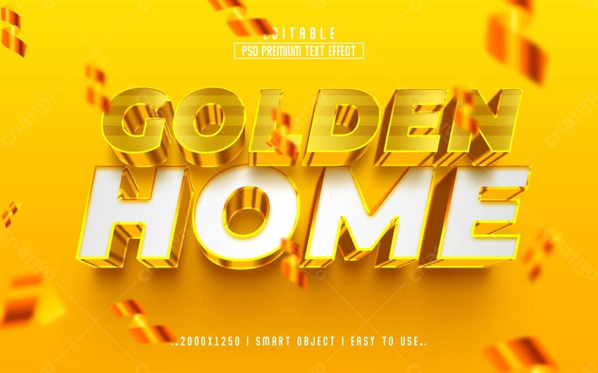 Efeito de Texto Golden Home PSD Editável