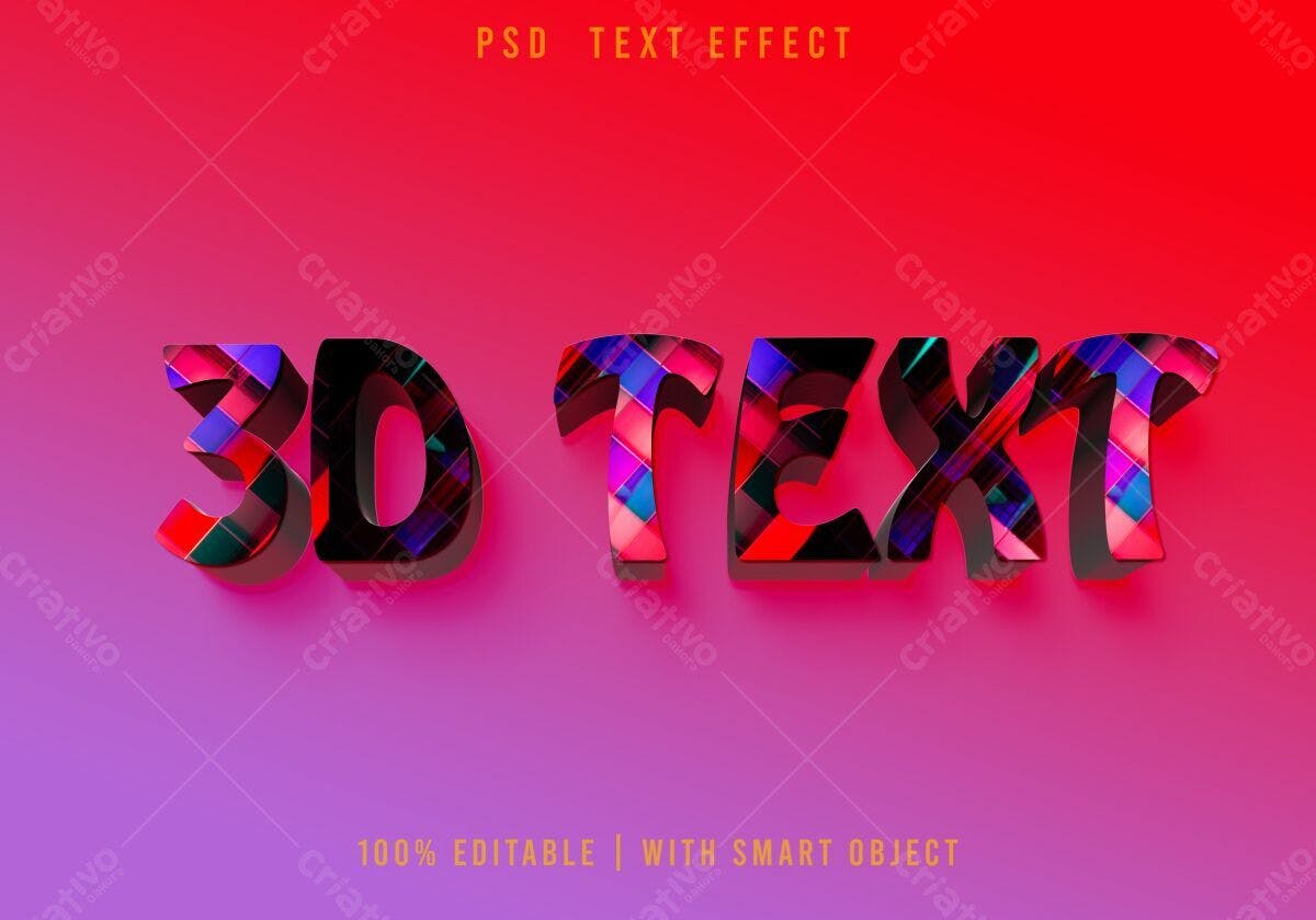 Efeito de Texto 3D PSD Editável