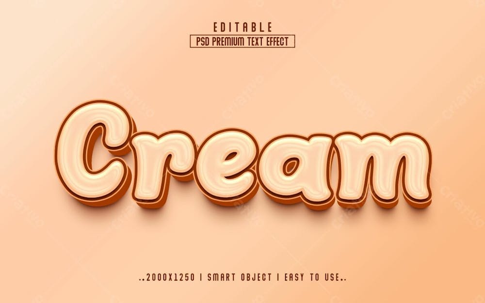 Estilo De Efeito De Texto Psd Editável Em Creme 3D