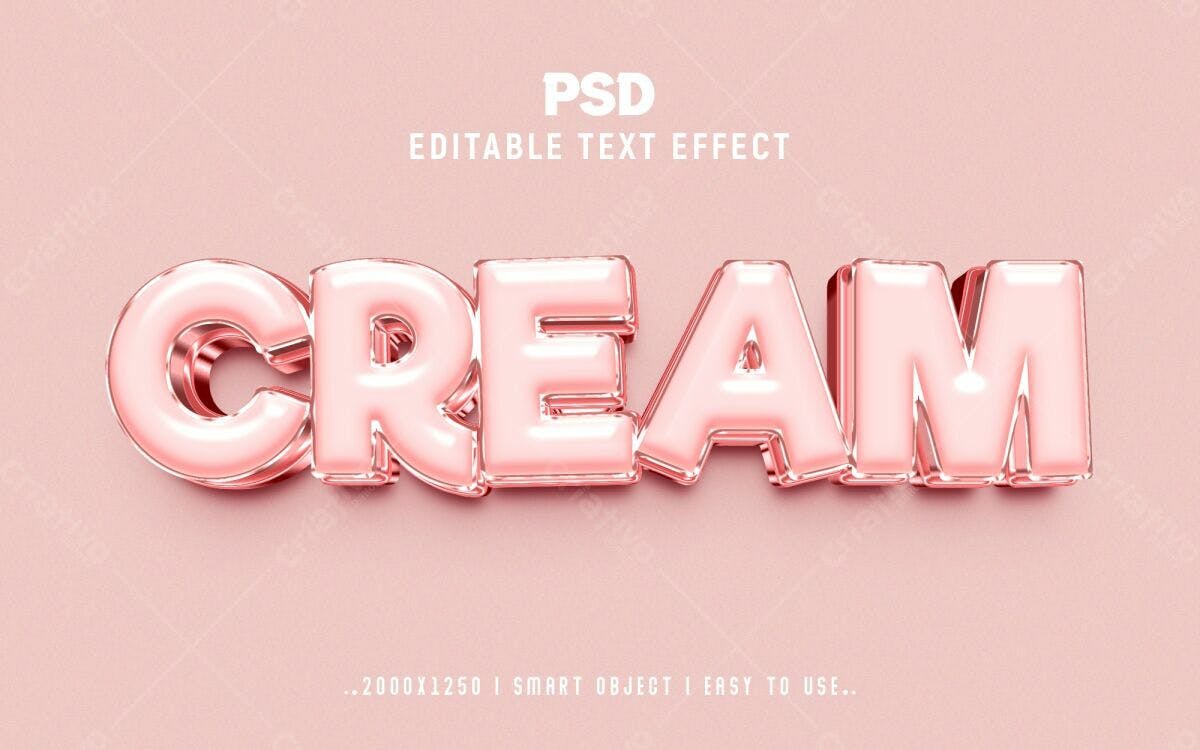 Efeito de Texto 3D Rosa Bebê PSD Editável