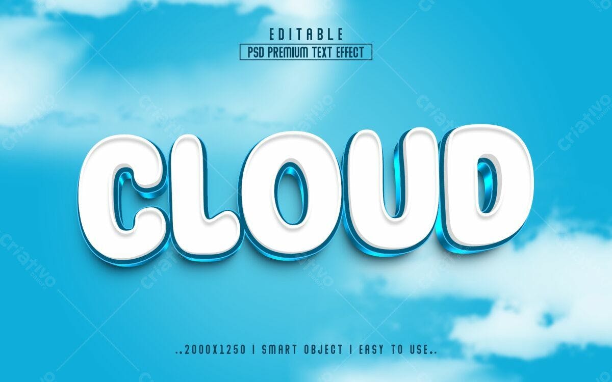 Efeito de Texto Nuvem PSD Editável