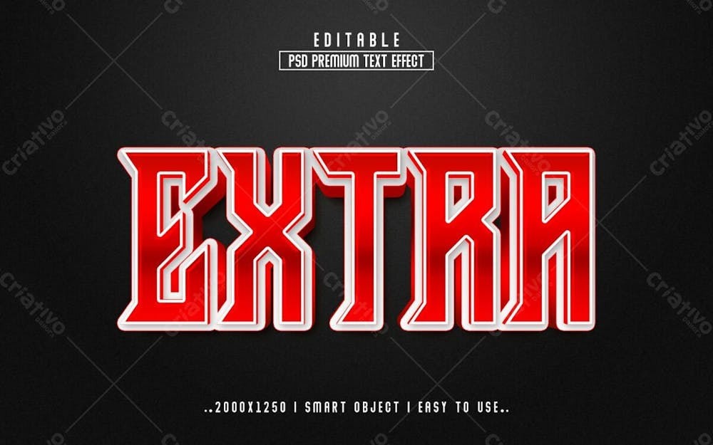 Estilo De Efeito De Texto Psd Editável Extra Em 3D