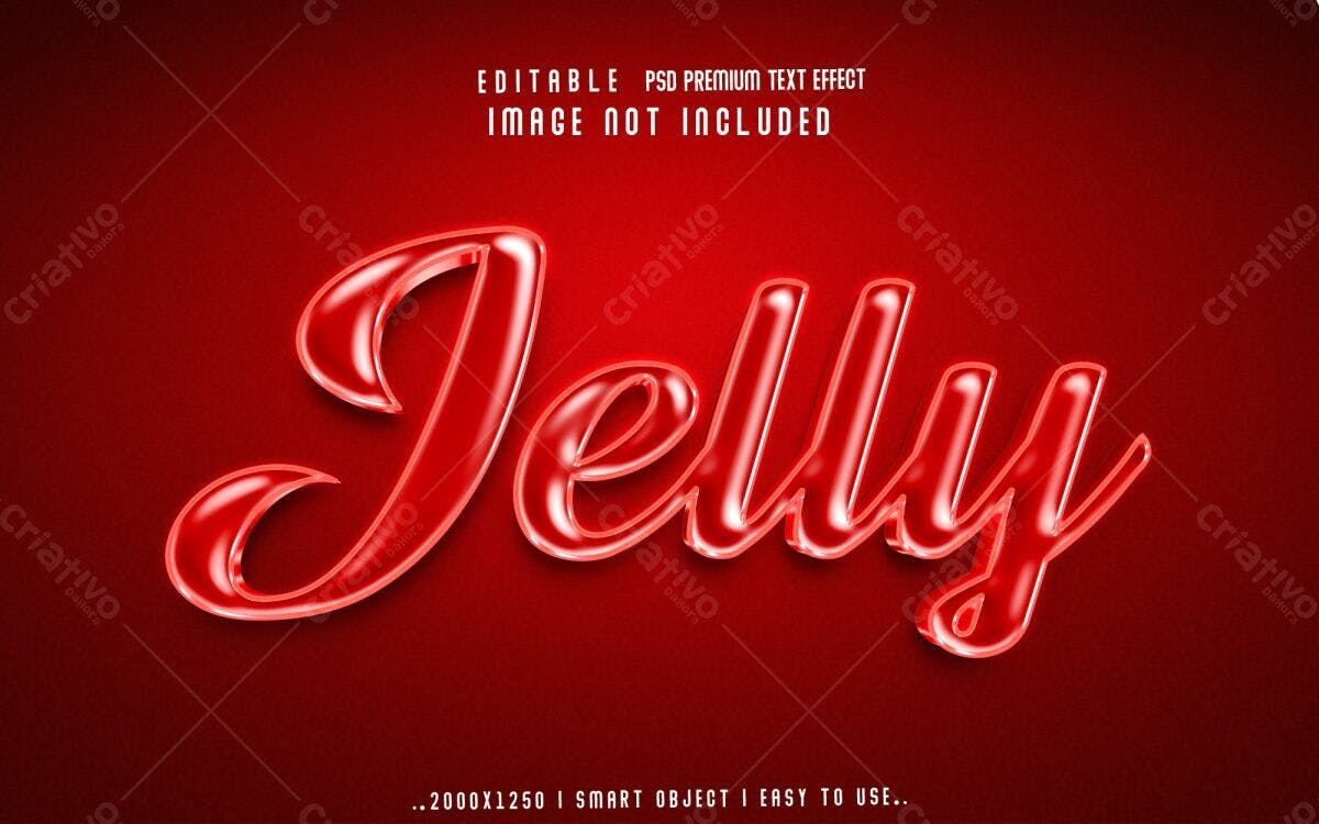 Efeito de Texto Jelly Vermelho PSD Editável