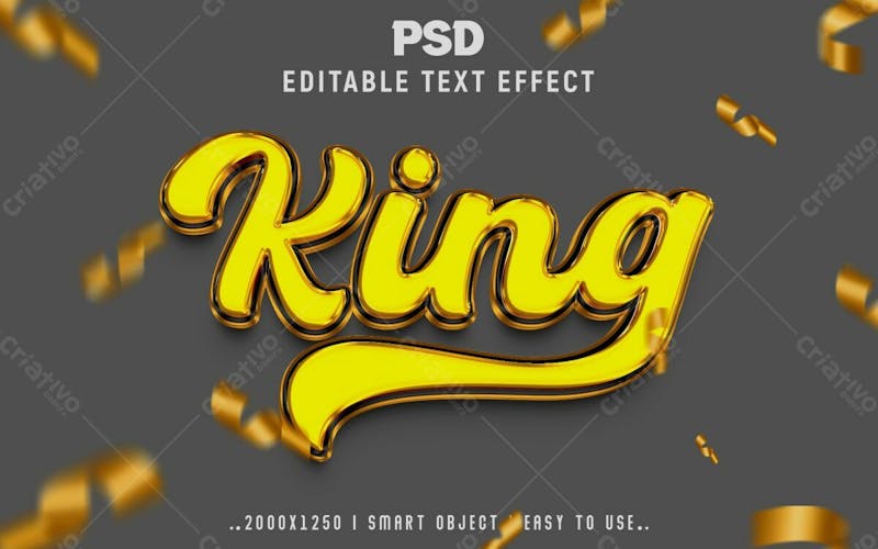 Estilo de efeito de texto psd editável king 3d