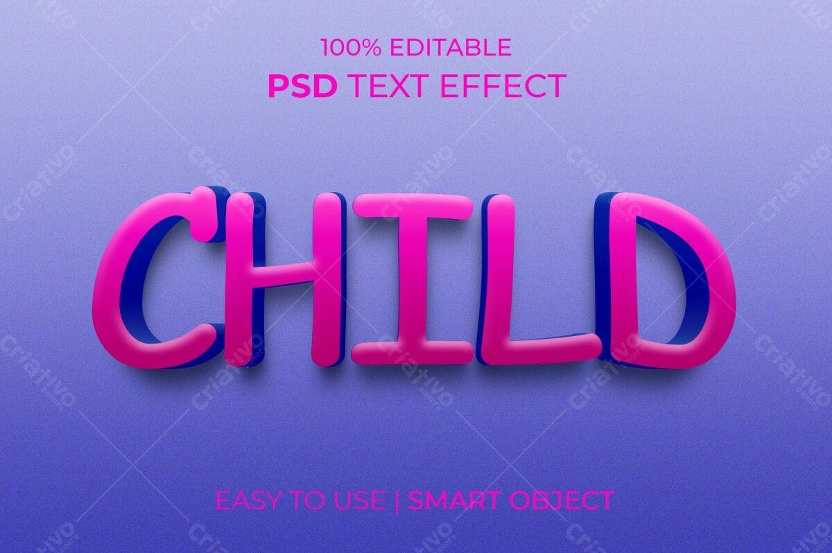 Efeito de Texto Infantil PSD Editável