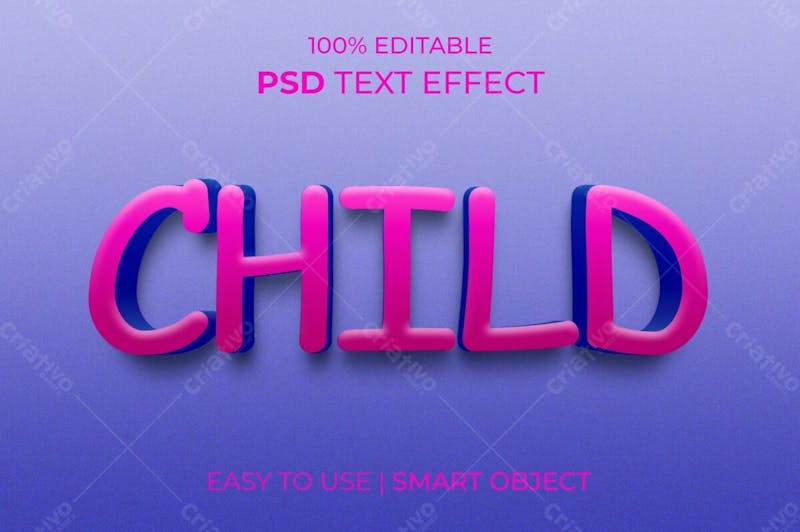 Estilo de efeito de texto psd editável infantil 3d