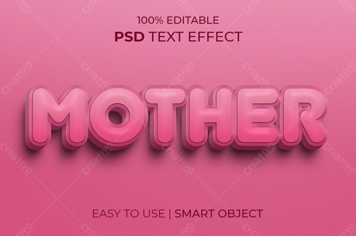 Efeito de Texto Mãe Dia das Mães PSD Editável