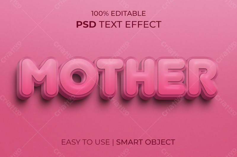 Estilo de efeito de texto psd editável mãe 3d