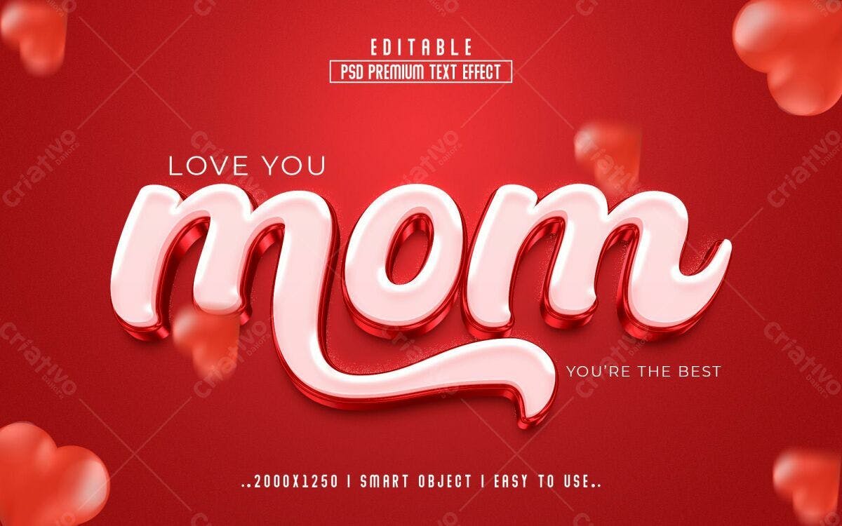 Efeito de Texto Dia das Mães PSD Editável