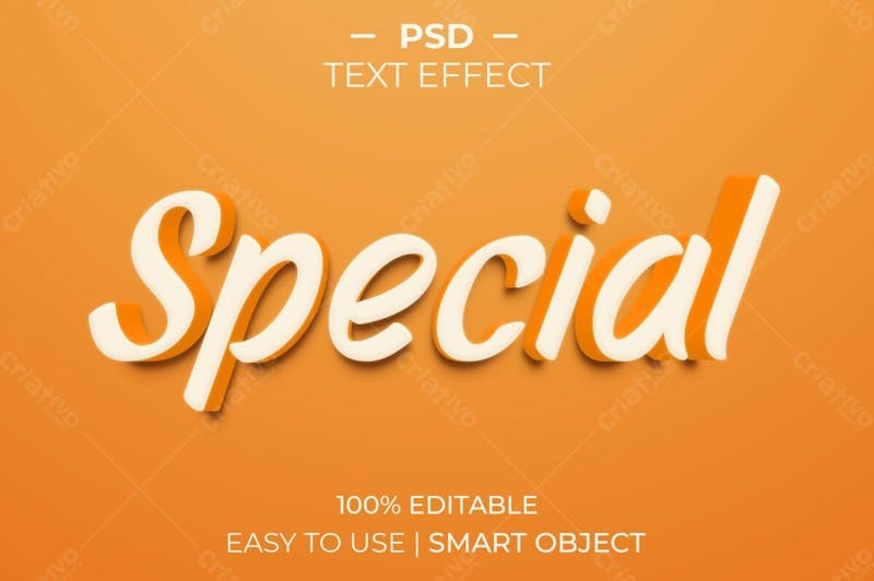 Estilo especial de efeito de texto psd editável em 3d