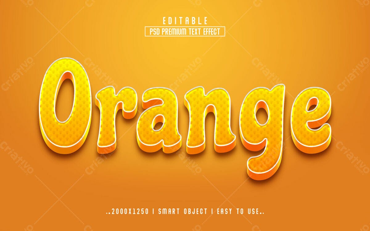 Efeito de Texto Laranja PSD Editável