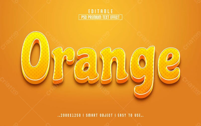 Estilo moderno com efeito de texto psd editável em 3d laranja