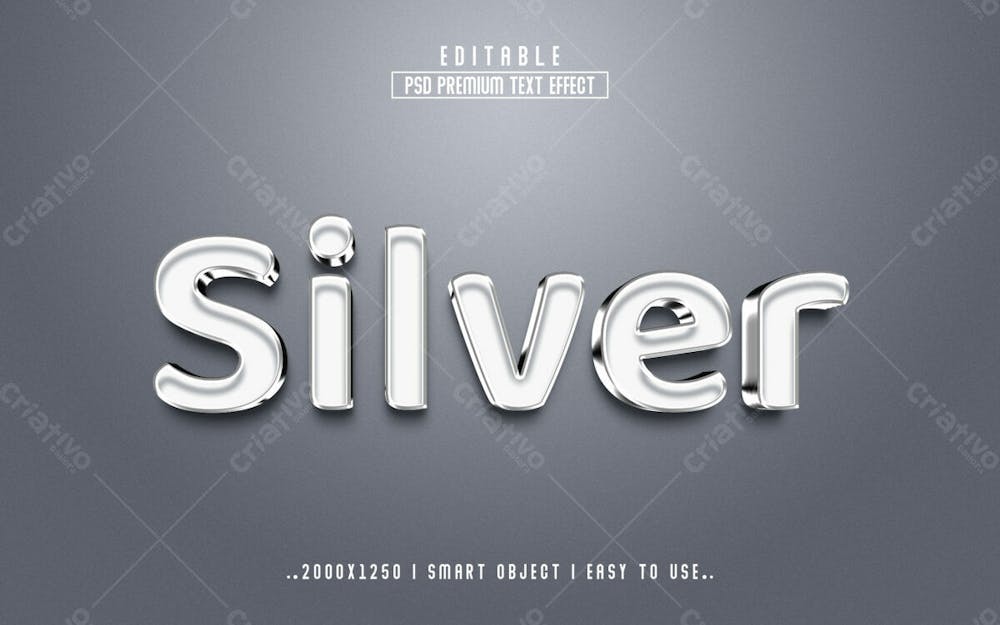 Estilo Moderno Com Efeito De Texto Psd Editável Em Prata 3D
