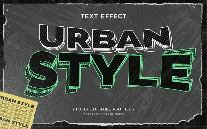 Estilo urbano efeito de texto psd editável em 3d estilo moderno