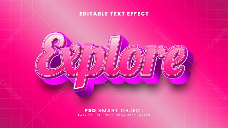 Explore o efeito de texto psd editável em 3d estilo moderno