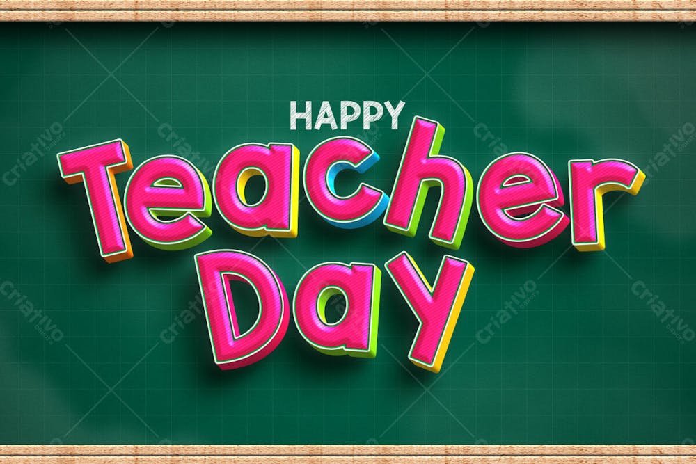 Feliz Dia Do Professor 3D Efeito De Texto Psd Editável Estilo Moderno