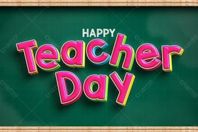 Feliz Dia Do Professor 3D Efeito De Texto Psd Editável Estilo Moderno