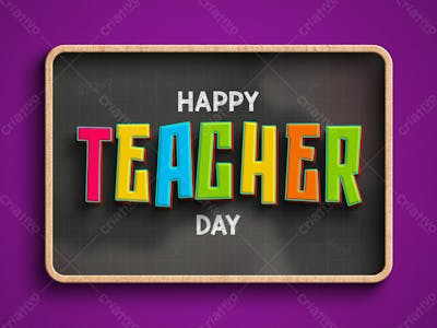 Feliz Dia Do Professor 3D Efeito De Texto Psd Editável Estilo Moderno