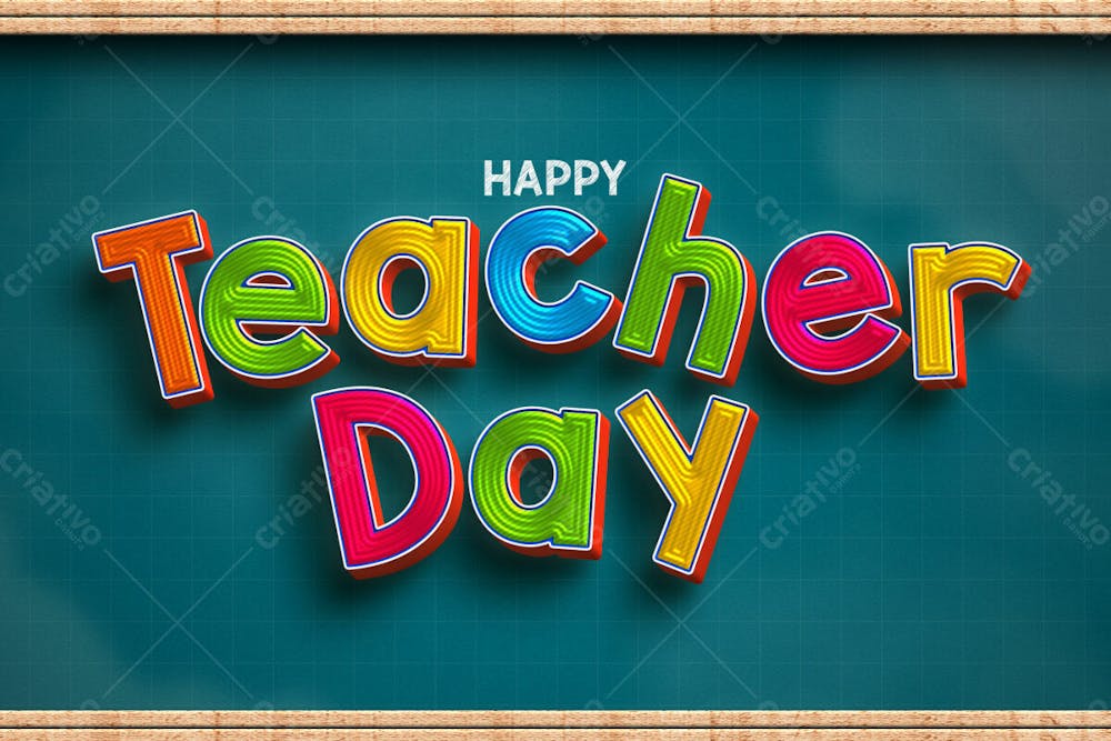 Feliz Dia Do Professor 3D Efeito De Texto Psd Editável Estilo Moderno