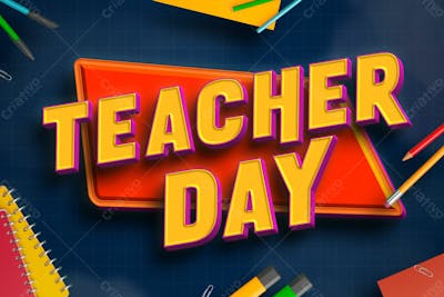 Feliz Dia Do Professor 3D Efeito De Texto Psd Editável Estilo Moderno