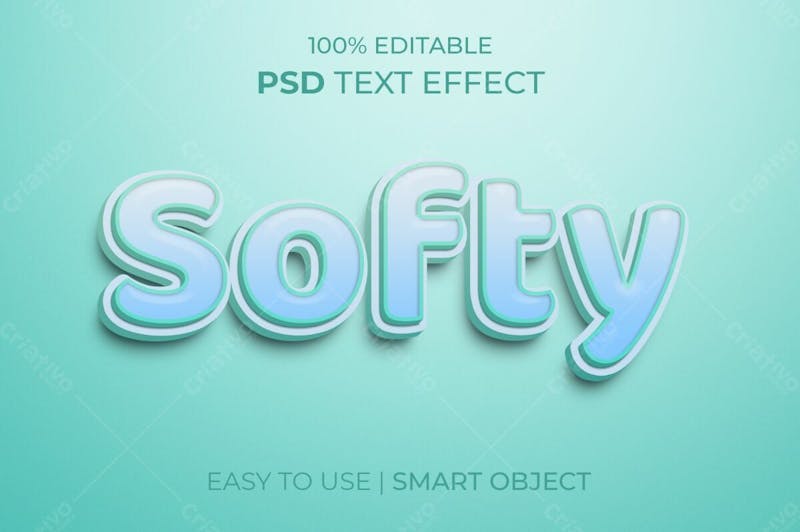 Estilo de efeito de texto psd editável softy 3d