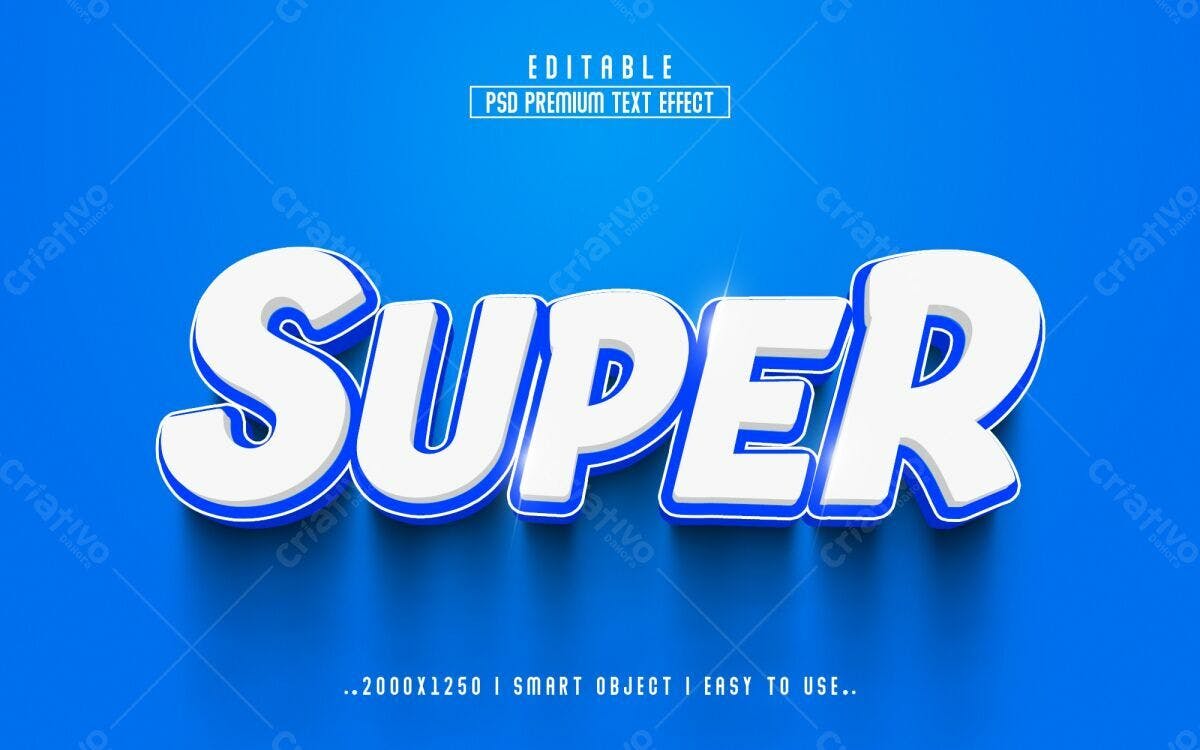 Efeito de Texto 3D SUPER PSD Editável