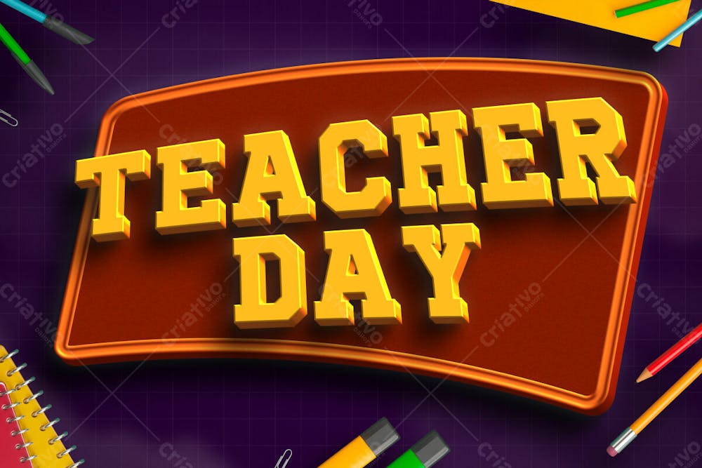 Feliz Dia Do Professor 3D Efeito De Texto Psd Editável Estilo Moderno