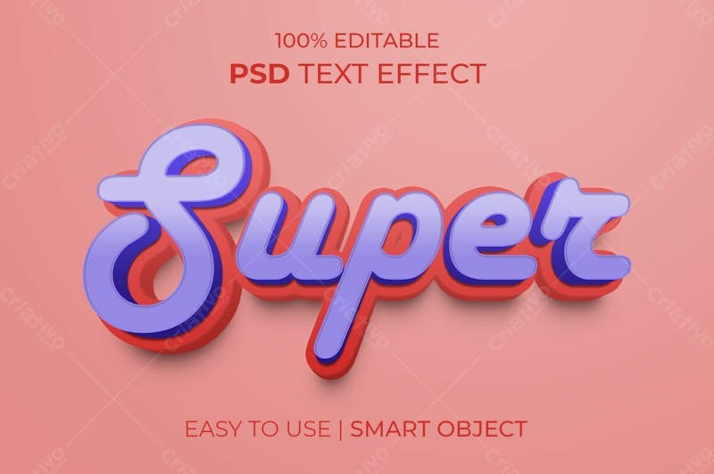 Estilo de efeito de texto psd editável super 3d 3