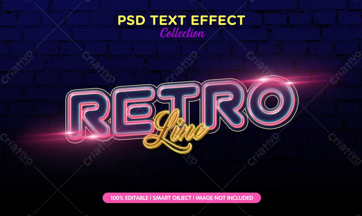 Efeito de Texto Retro PSD Editável