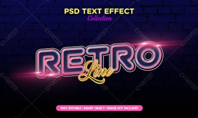 Linha Retrô 3D Efeito De Texto Psd Editável Estilo Moderno
