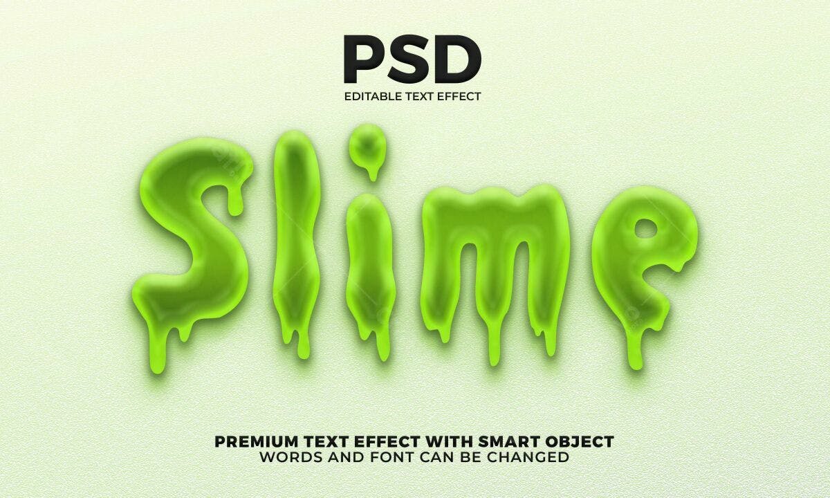 Efeito de Texto Slime Verde PSD Editável