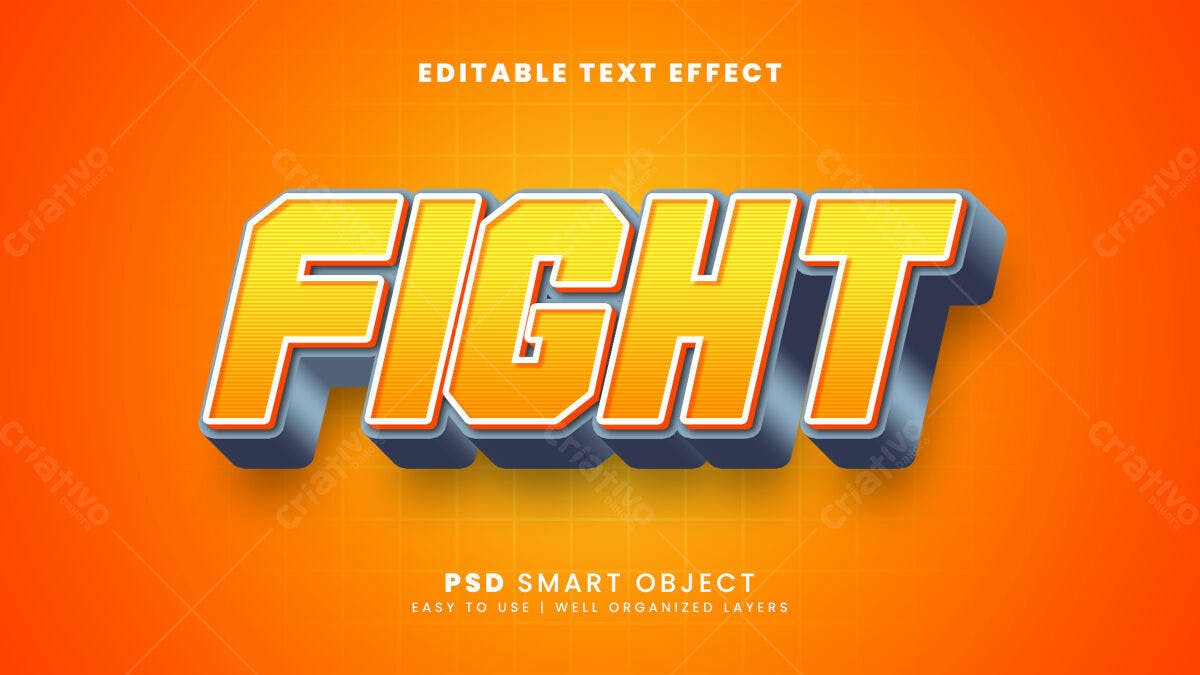 Efeito de Texto 3D Fight PSD Editável