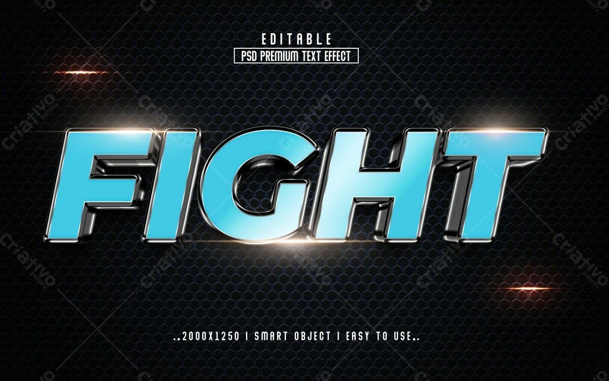 Efeito de Texto 3D Fight PSD Editável