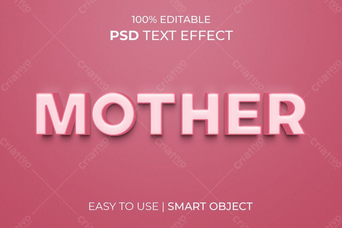 Efeito de Texto para Dia das Mães PSD Editável