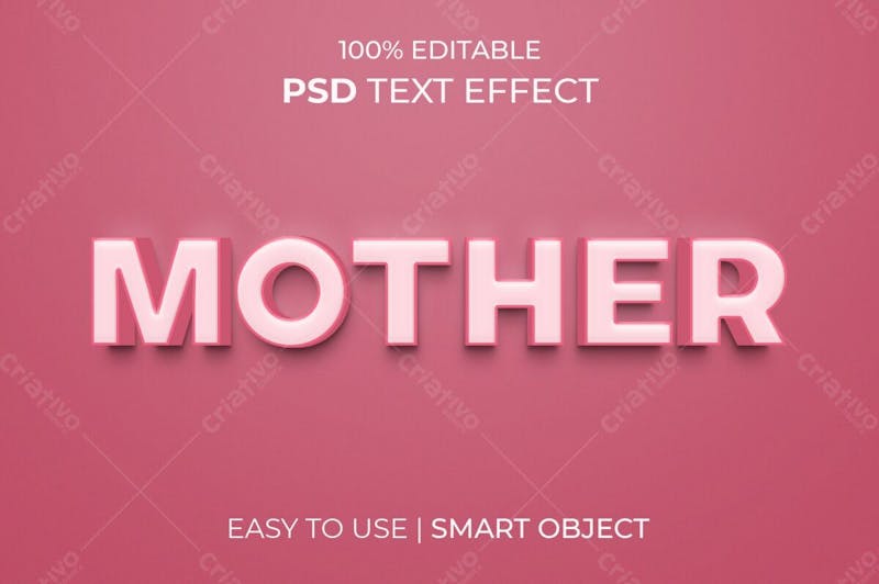 Mãe 3d estilo de efeito de texto psd editável