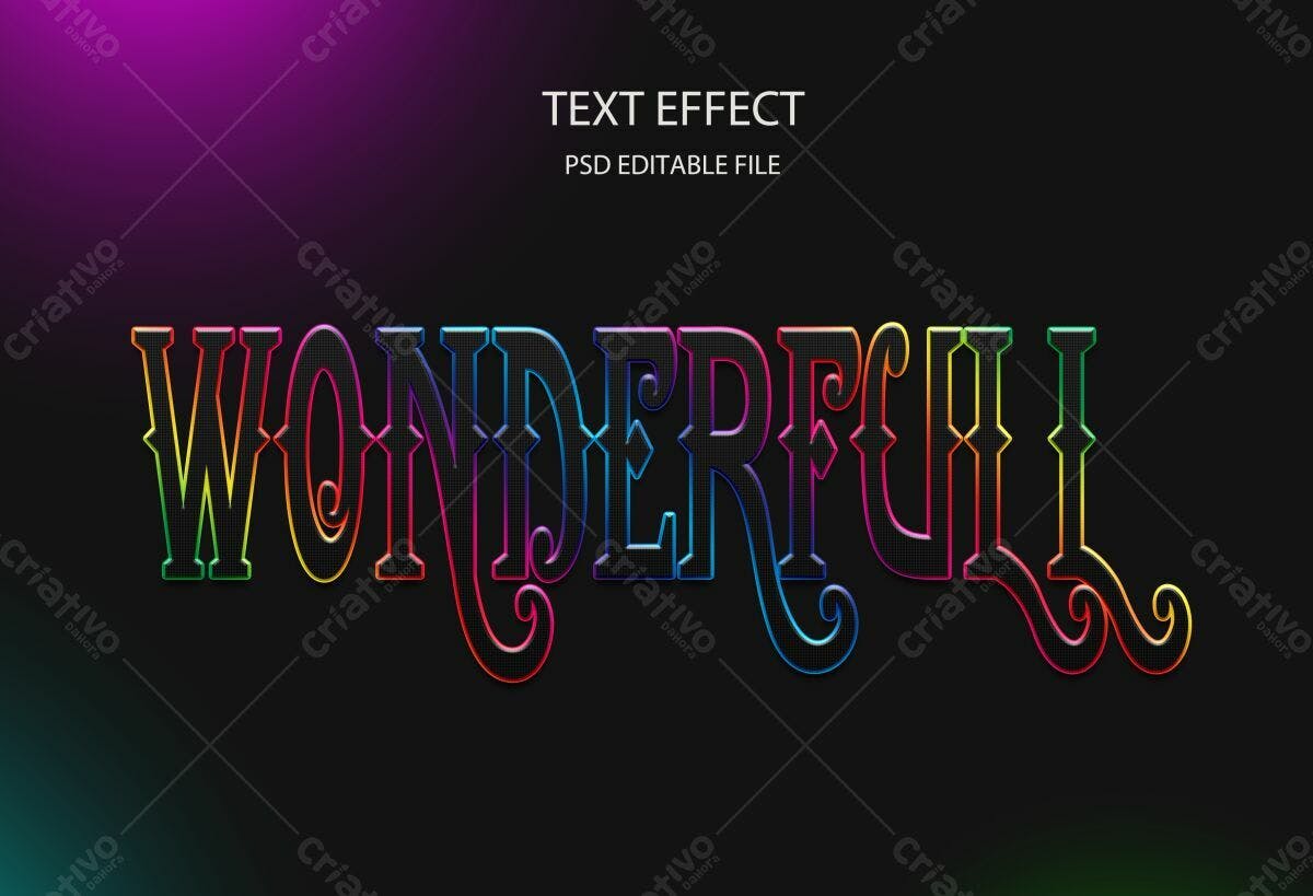 Efeito de Texto Wonderful PSD Editável
