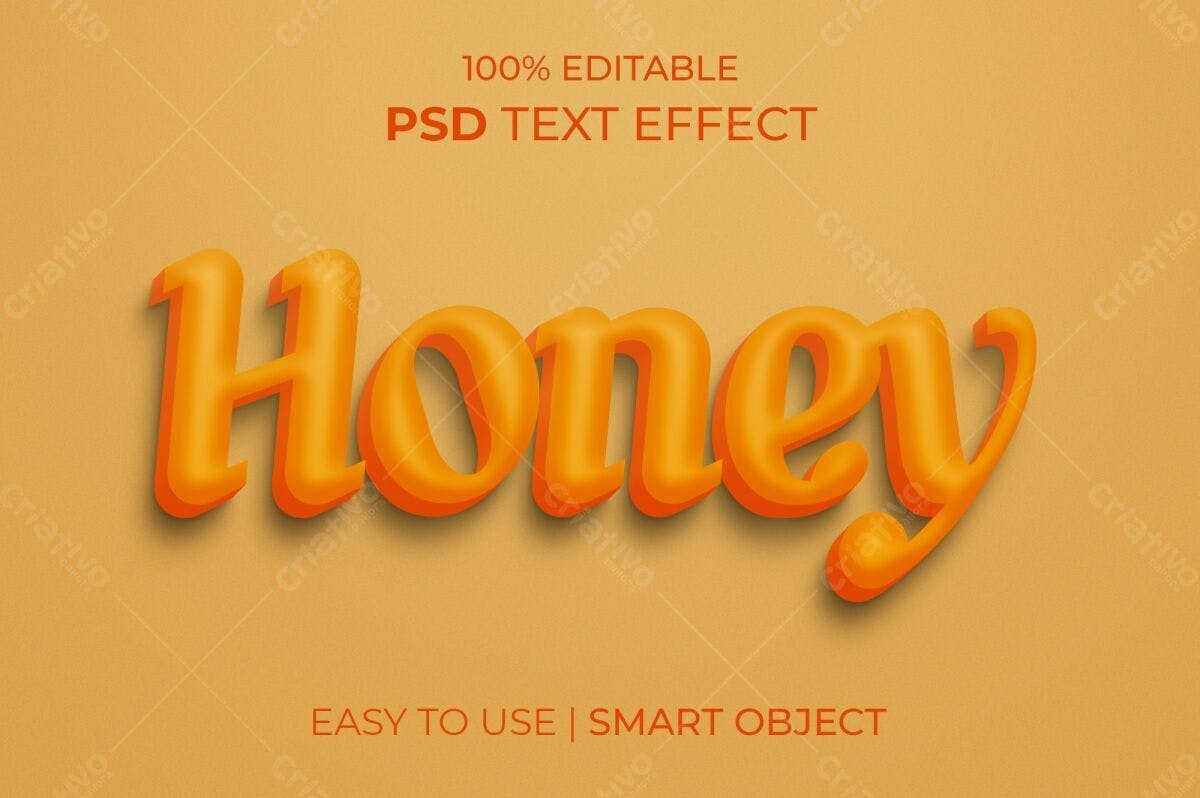 Efeito de Texto Mel PSD Editável