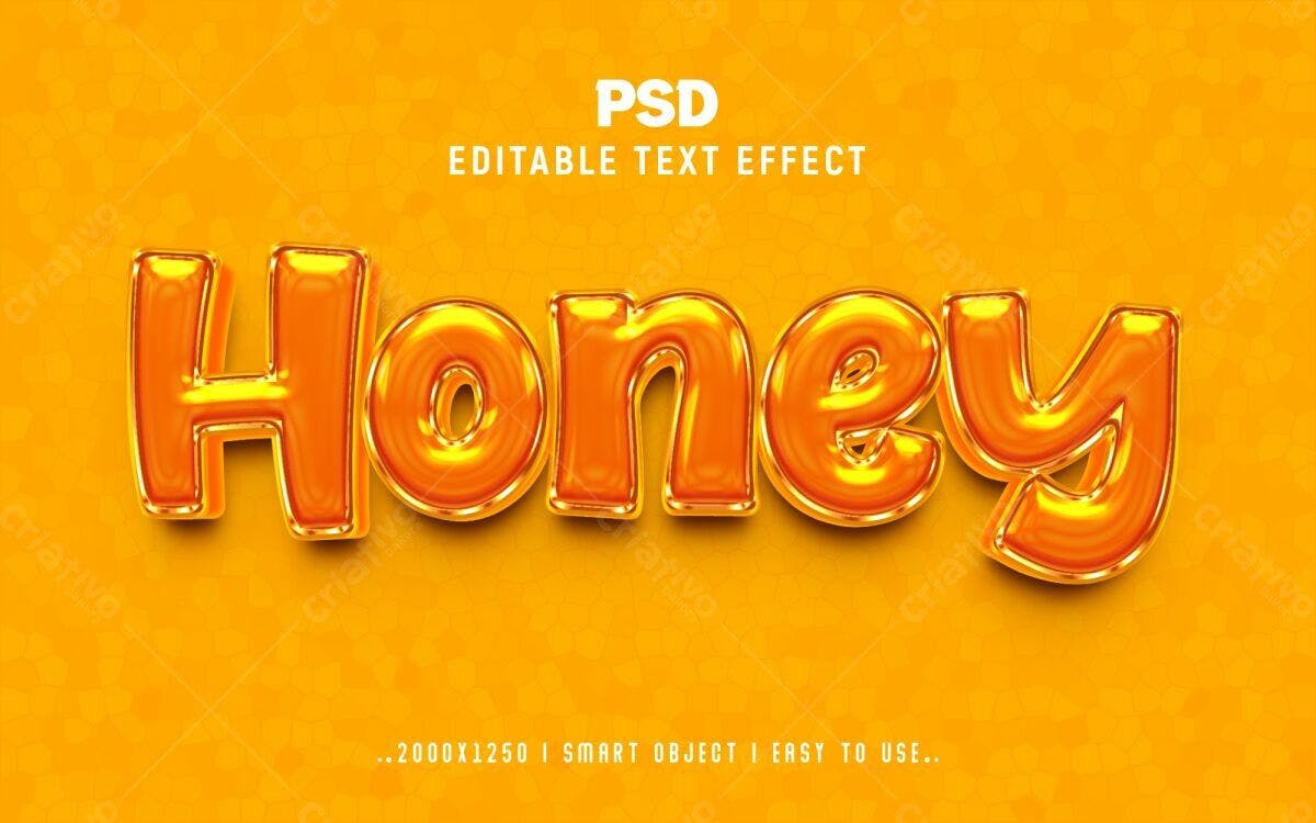 Efeito de Texto Honey PSD Editável