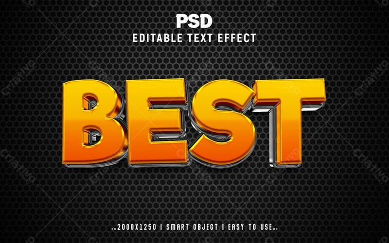 Melhor estilo de efeito de texto psd editável em 3d