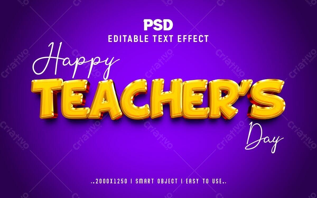 Efeitos de Texto Dia do Professor PSD Editável