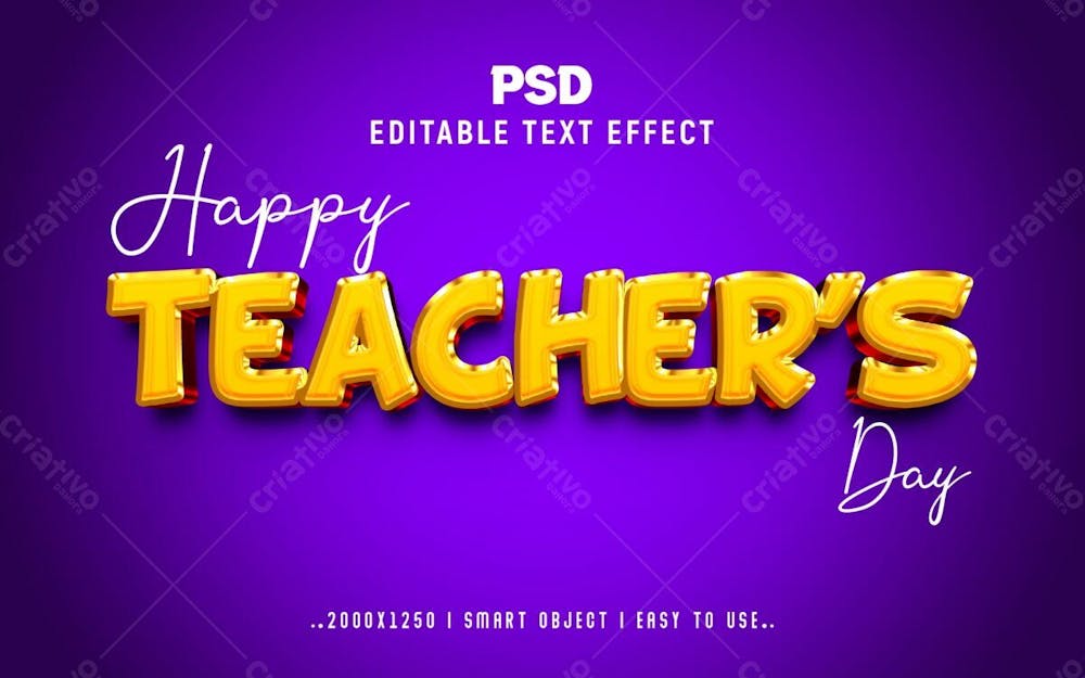 Feliz Dia Do Professor Estilo De Efeito De Texto Psd Editável Em 3D