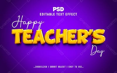 Feliz Dia Do Professor Estilo De Efeito De Texto Psd Editável Em 3D